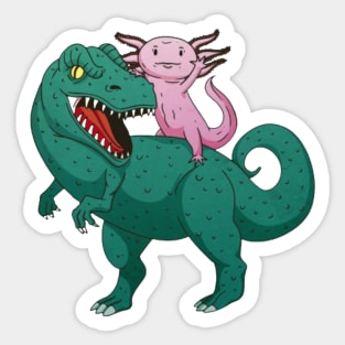 Axolotl riding a T-Rex Sticker